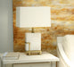 Rectangular Marble and Vintage Brass Lamp 9