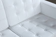 White Leather Button Tufted Knoll Style Sofa