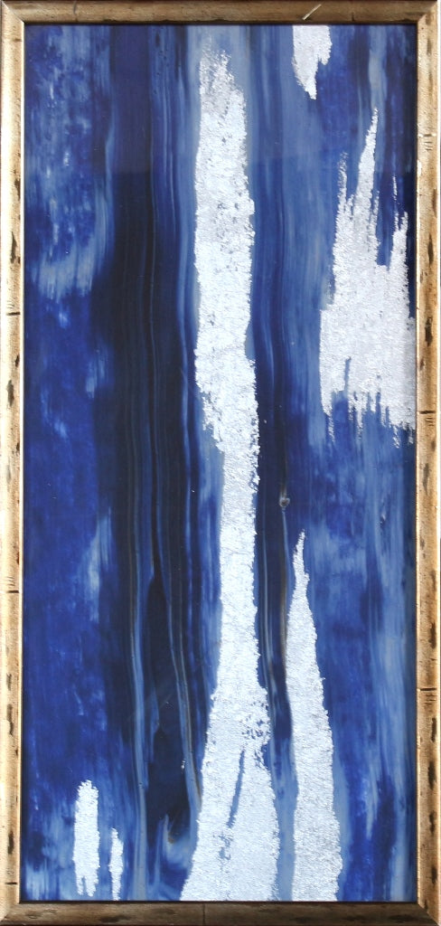 Blue and Silver Ikat  10W x 20.5H 