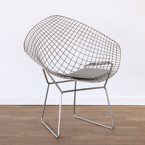 Bertoia Style Chrome Diamond Arm Chair