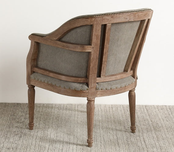 Exposed Wood Frame Arm Chair with Nailhead Trim