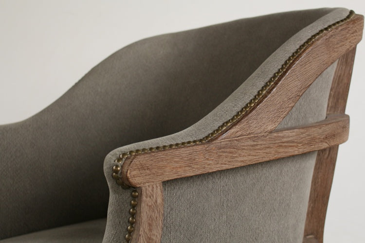 Exposed Wood Frame Arm Chair with Nailhead Trim