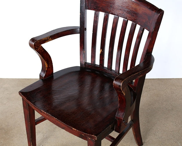 Dark Wood Slatback Armchair