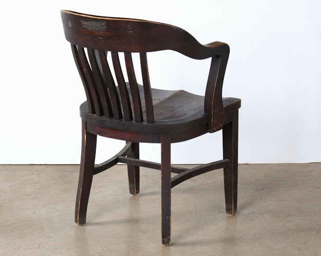 Dark Wood Armchair with Rounded Back