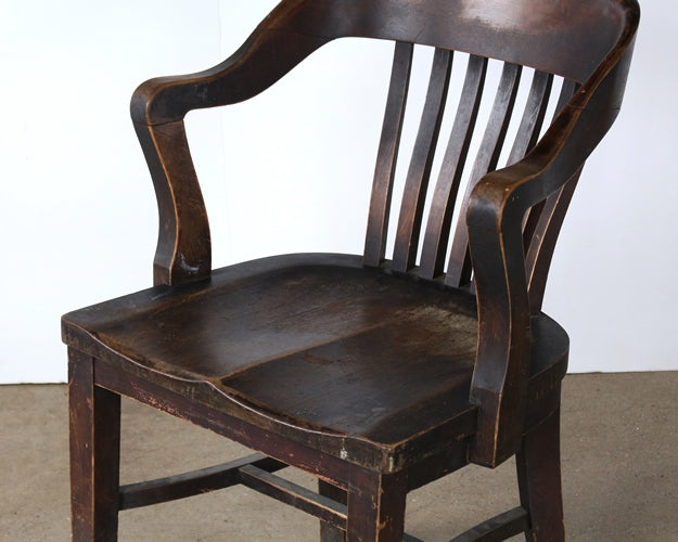 Dark Wood Armchair with Rounded Back