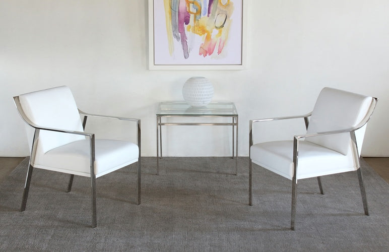 AC183 Valentine Arm Chair in White Leather 