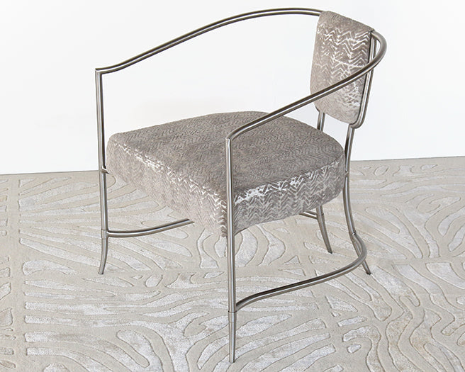 AC211 Chrome Tube Arm Chair with Flame Stitch Chenille Upholstery