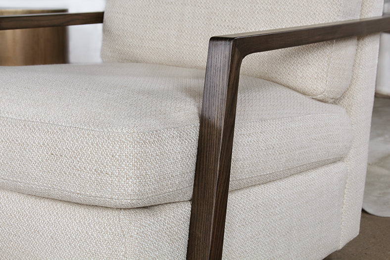 CC227 - Open Arm Oak Framed Chair in Taupe 