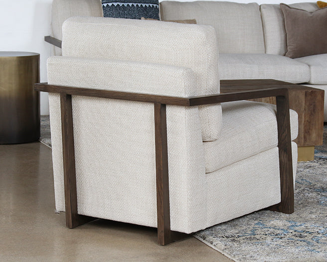 CC227 - Open Arm Oak Framed Chair in Taupe 