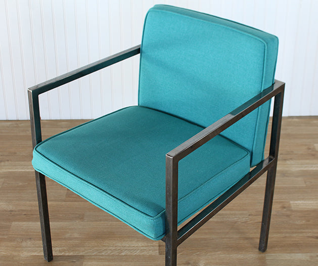Turquoise Blue Fabric Arm Chair