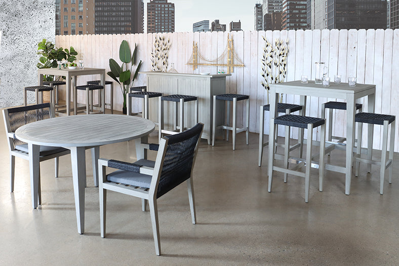 Grey Teak Outdoor Bar Stool