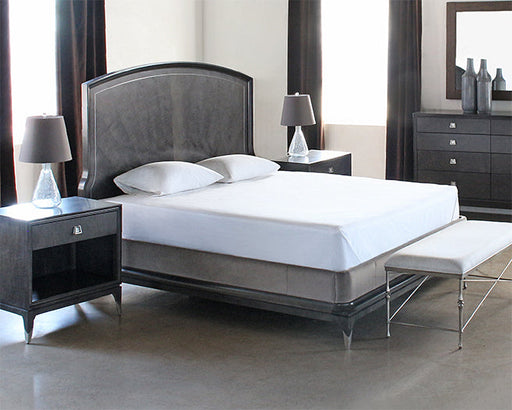 BED71 Black Maple King Bed with Metal Inlay