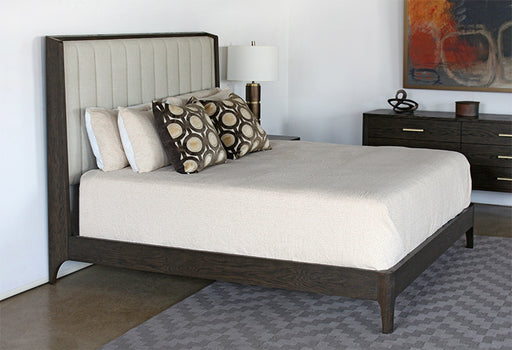 BED86 - Sable Brown King Bed With Channel Back Upholstery