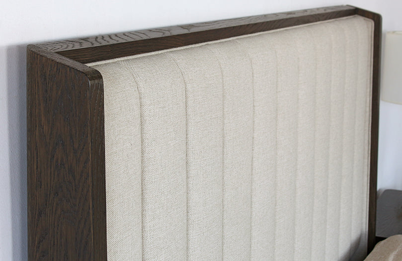 BED86 - Sable Brown King Bed With Channel Back Upholstery