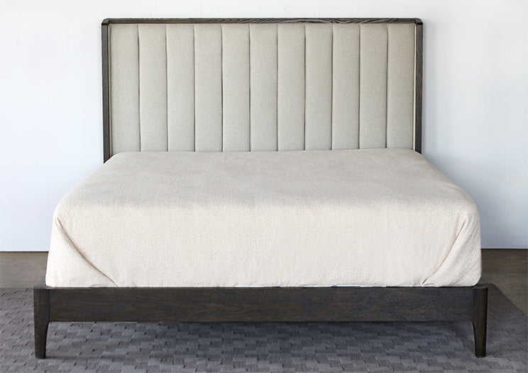 BED86 - Sable Brown King Bed With Channel Back Upholstery