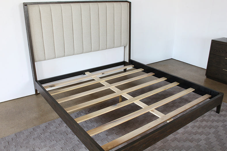 BED86 - Sable Brown King Bed With Channel Back Upholstery