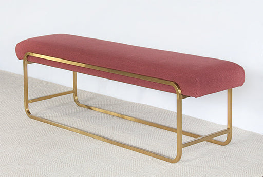 BH108 - Light Maroon Bullnose Bench With Brass Base