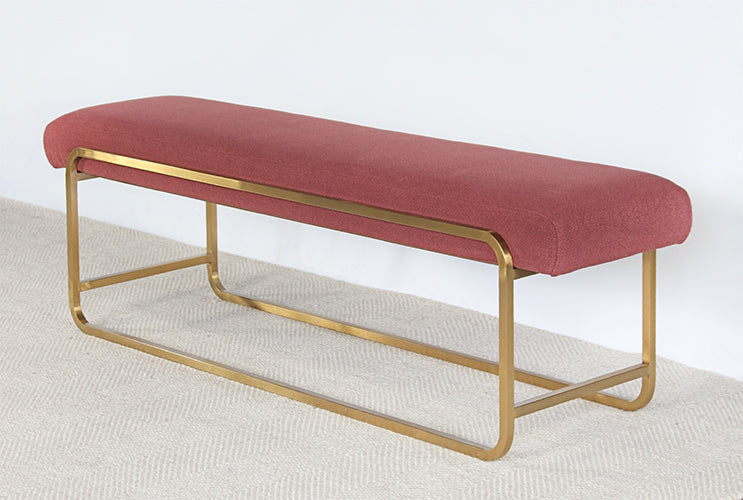 BH108 - Light Maroon Bullnose Bench With Brass Base