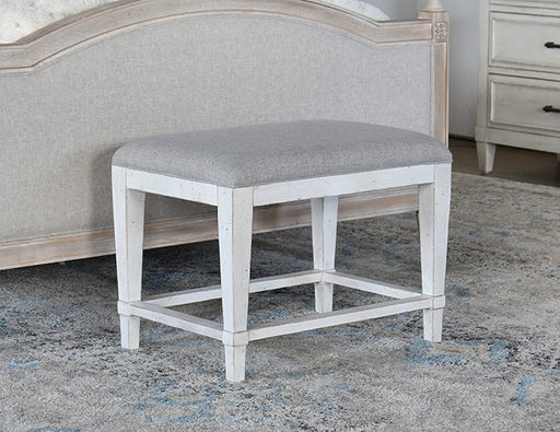 BH110 - Antique White Bench With Dove Grey Linen
