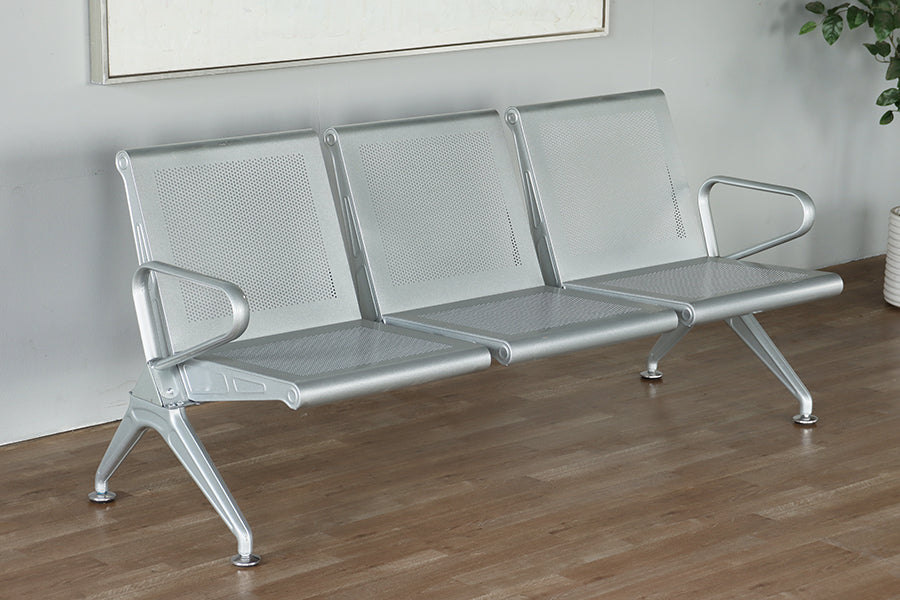 Queue Bench Perforated Stainless Steel Waiting Room Bench — Bridge NY Clearance