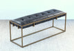 BH85 Oxford Bench in Antique Brass and Aged Leather