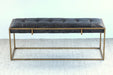 BH85 Oxford Bench in Antique Brass and Aged Leather