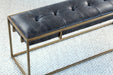BH85 Oxford Bench in Antique Brass and Aged Leather
