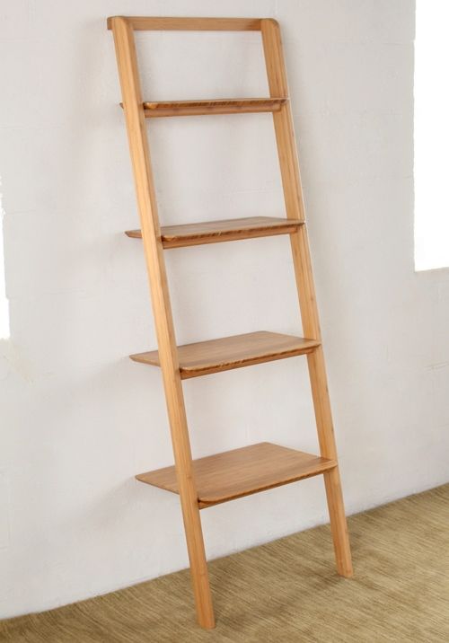 BK41 Modern Bamboo Leaning Bookcase