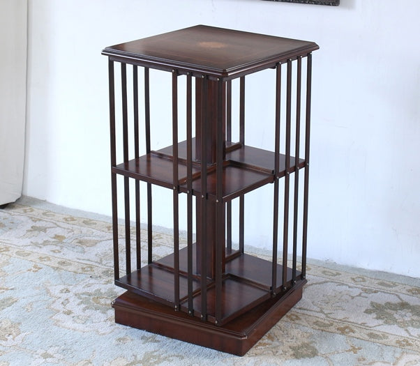 BK53 Mahogany Revolving Bookcase with Inlaid Top
