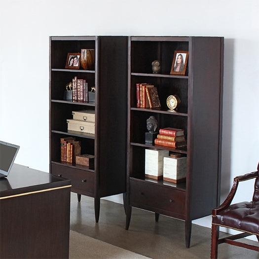 BK67 - Brown 4-Shelf Bookcase with Drawer
