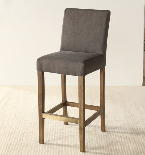 BS52 - Grey Canvas Bar Stool with Brass Footrail