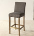 BS52 - Grey Canvas Bar Stool with Brass Footrail