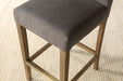 BS52 - Grey Canvas Bar Stool with Brass Footrail