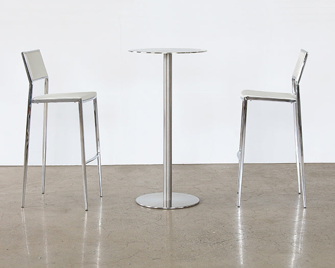 BS61 - Polished Chrome Bar Stool in White 