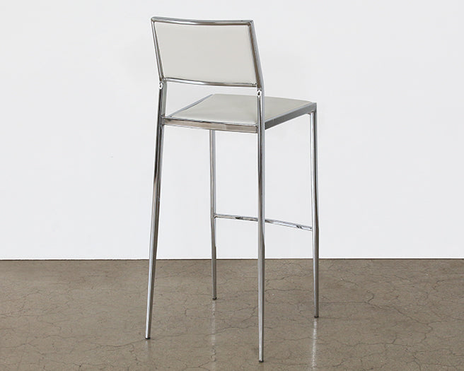 BS61 - Polished Chrome Bar Stool in White 
