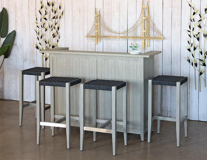 Grey Teak Outdoor Bar Stool