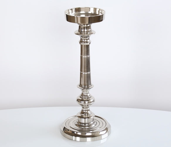 CAN56 Small Nickel Finish Pillar Candle Holder