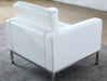 CC105 White Leather Buttton Tufted Knoll Style Club Chair