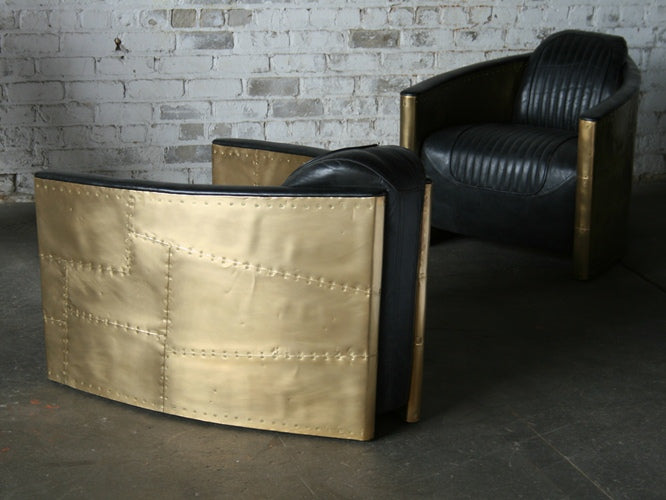 Distressed Black Leather Club Chair with Riveted Brass 3 1