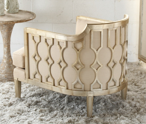 Pale Gold Gilt Fretwork Club Chair