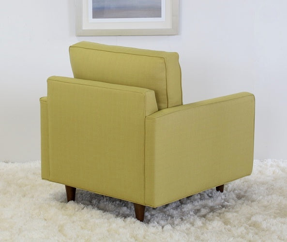 Modern Fern Club Chair with Tapered Walnut Legs