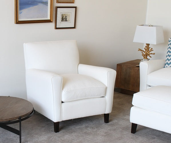 Modern White Denim Club Chair