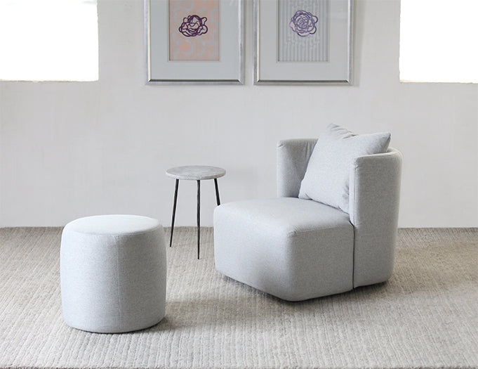 Maya Club Chair in Light Gray Fabric