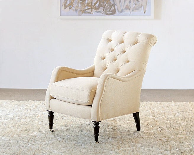 Tightback Tufted Club Chair in Linato Cream