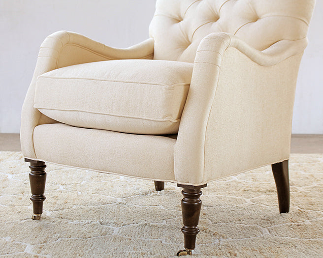 Tightback Tufted Club Chair in Linato Cream
