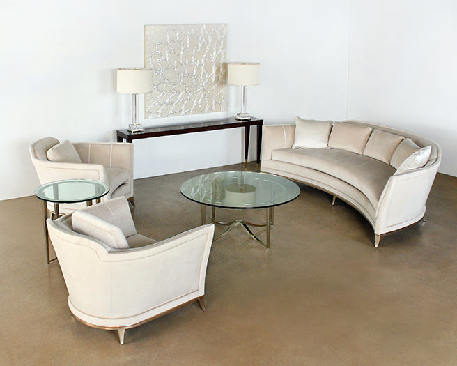 Crescent Club Chair in Buff Velvet