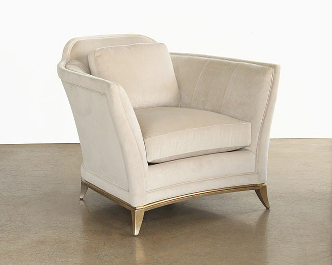 Crescent Club Chair in Buff Velvet