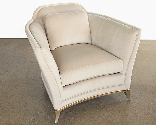 Crescent Club Chair in Buff Velvet