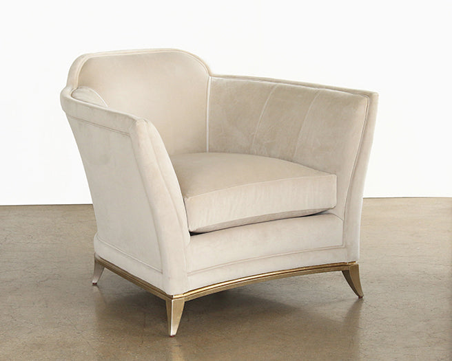 Crescent Club Chair in Buff Velvet
