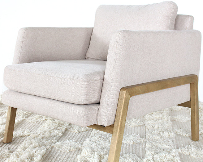 CC257 - Natural Oak Track Club Chair with Ivory Upholstery